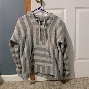Light Grey and white drug rug sweatshirt